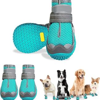 Havenfly Pack of 4 Dog Shoes Paw Protection, Breathable Dog Boots with Non-Slip Sole and Reflective Strap for Dogs Outdoor Sports (Pack of 4, Size 4 (Width 5 cm) for 18.1-26.3 kg