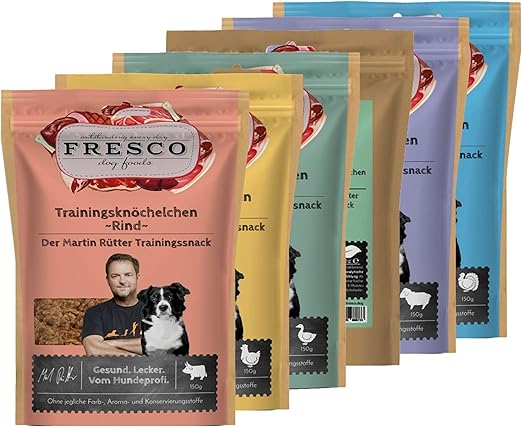 FRESCO Dog Martin Rütter Training Ankle 150 g Tasting Package Grain-Free & Healthy Dog Treats Made of Fresh Meat 100% Natural Ingredients for Reward, Training and as a Snack