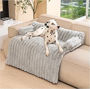 Avont Fluffy Dog Bed, Dog Mat Blanket for Sofa for Dogs Cats with Removable Washable Cover and Non-Slip Base Large / Light Grey