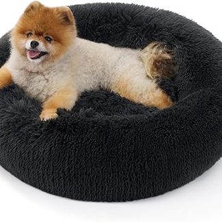 Bedsure Cat Bed, Washable, Fluffy Cat Bed – Diameter 60 cm, Cat Sleeping Place for Cats and Small Dogs, Plush Cat Cushion, Round, Cuddly Bed, Dark Grey