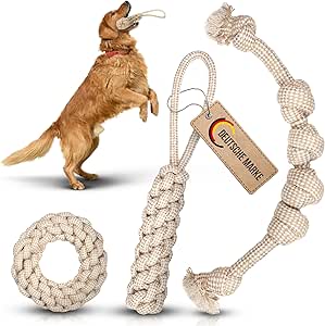 Petaureus Rope Toy Natural Cotton and Hemp Set Dog Toy for Large Dogs and Puppies