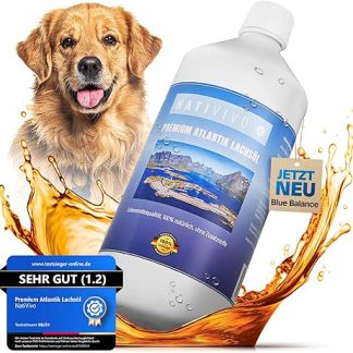 NatiVivo Premium Salmon Oil 1000 ml - High-Quality Fish Oil for Dogs, Cats & Horses - Rich in Omega 3 & 6 Fatty Acids - Natural Barf Oil for Dogs