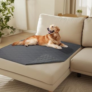 luciphia 100% Waterproof Dog Blanket with Non-Slip Dots, Non-Slip Dog Blanket as Protection for Sofa, Bed, Car, Robust Dog Mat, Machine Washable for On the Go Dogs, Grey, 101 x 127 cm