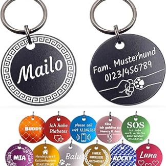 Unikat Branding Dog Tags in Single Pack | Dog, Cat and Master | Personalised Dog Tag | Engraved on Both Sides | Round | 30 & 35 mm (Red, 30 mm)