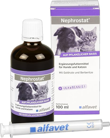 Alfavet Nephrostat Supplementary Food for Health Support of Urinary Organs for Dogs and Cats, 100 ml with Dosing Syringe