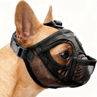 French Bulldog Muzzle Small Dog Muzzle Poison Bait Protection Dog Mesh Dog Muzzle Anti Biting Chewing Barking Dog Muzzle with Flattened Snout German (M)