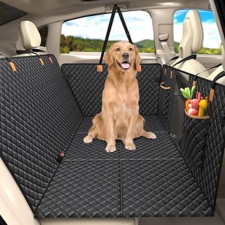 Lekeinchi Dog Blanket Car Rear Seat - Car Dog Blanket Back Seat with Six Sturdy Hardwood Panels and Seat Belts - Waterproof & Scratch-Resistant & Fall Prevention Dog Mat for SUV, Truck, Black