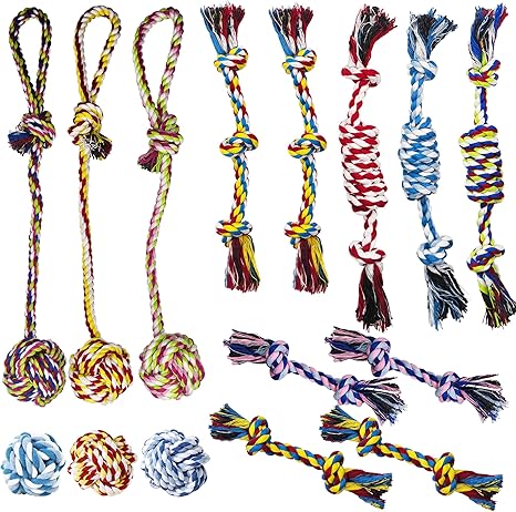 Koyukuk Rope Toys for Small Dogs, 15 Pack Puppy Rope Toy Set for Small Breeds, Various Tug Toys for Teething Entertainment