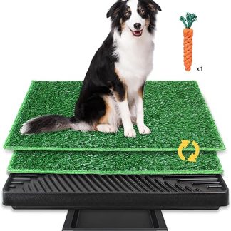 BRIAN & DANY Dog Toilet, Dog Toilet Balcony Training Mat with 2 x Dog Pee Mat and Crumb Tray for Indoor and Outdoor Use, 63 x 51 cm