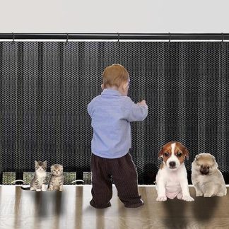 FAINCA 200 x 79 cm Stair Safety Net, Stair Protective Net for Children, Safety Net Stairs with Nylon Rope, Long Buckle Strap, Safety Net for Children, Pets, Toys (Black)