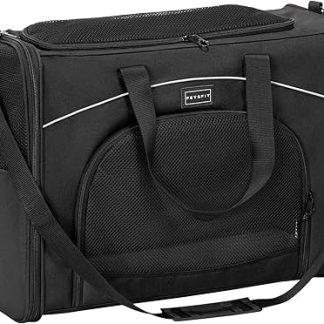 Petsfit Aeroplane Dog Bag 55 x 40 x 23 cm & Flight Bag Dog Transport Box Cat Transport Bag Dog Cats Safe Transport in Car, Plane and Train, with 2 Placement Methods, L/Black