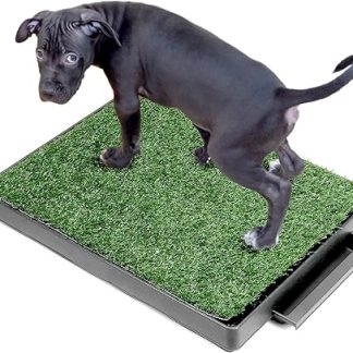 QWORK® Dog Toilet with Artificial Grass, 63 x 51 cm, Washable Dog Toilet Puppy Litter Tray Pee Mat Reusable Training Mat for Small Medium Dogs