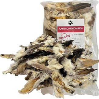FROKI Premium Rabbit Ears with Fur for Large and Small Dogs 500 g 100% Rabbit 100% Natural Food Snack Dog Treats Natural Chew Snack Dental Care No Additives