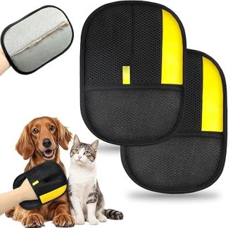 SKELUOZIEU 2pcs Fur Magnetic Glove Fur Magnet Gloves Double-Sided for Dogs & Cats - Breathable Pet Hair Remover with Anti-Static Function, Reusable for Grooming in Everyday Life
