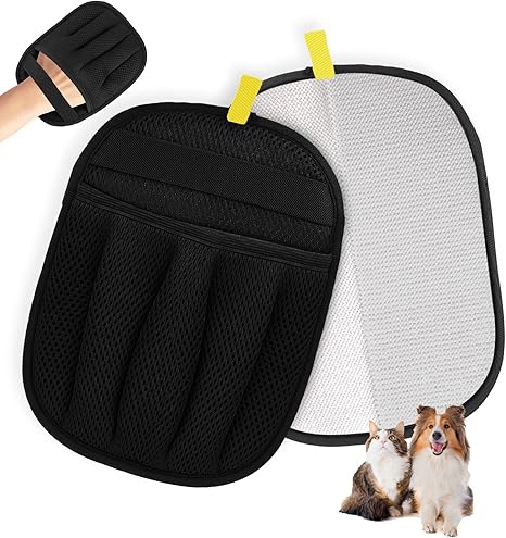 Kuvarix Pack of 2 Pet Hair Remover Glove, Fur Magnet Glove, Electrostatic Pet Hair Remover Glove, Reusable, for Removes Dogs and Cats Fur from Sofa, Carpet, Clothes