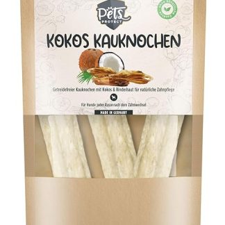 Coconut Chew Bones for Dogs, Made of Pure Coconut Mark and Cow Skin, Grain-Free, No Artificial Additives, For Natural Dental Care, Vitamin and Vital Substances, Pack of 5, Made in Germany
