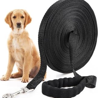 RUNEAY Robust Dog Lead with One Handle for Small and Large Dogs (20 m, Black)