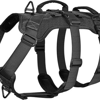 OneTigris Dog Harness, T-Bone Tactical Harness with 2 Handles, Escape Proof, Adjustable Chest Harness for Dogs, Hunting, Hiking, Training, Walking, Outdoor Activities (Black, L)
