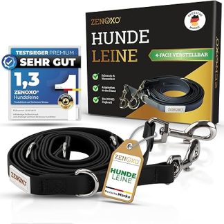 ZENOXO [3 m] Dog Lead | Dirt & Waterproof - For Medium and Large Dogs - 4-Way Adjustable Running Lead & Shoulder Lead