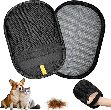 Raixleb Pack of 2 Pet Hair Remover Gloves - Five Finger Hair Removal Glove, Plus Size & Reusable Cat Hair Remover, Ideal for Dog Hair Removal, Fur Magnet for Sofa & Car