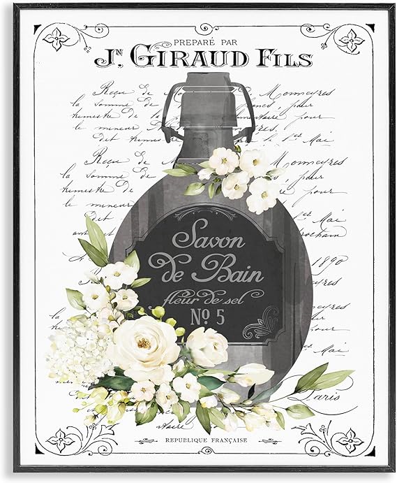 Stupell Industries Vintage French Bath Soap Framed Giclee Art Design Written and Lined Design 14 x 11 Inch