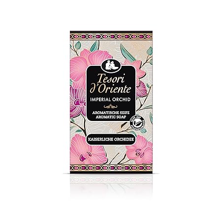 Tesori d'Oriente Solid Soap 'Imperial Orchid', 125 g, Aromatic Hand Soap with Orchid and Orange Blossom, Body Soap for Gentle Cleansing of the Skin, Ritual for Body & Senses