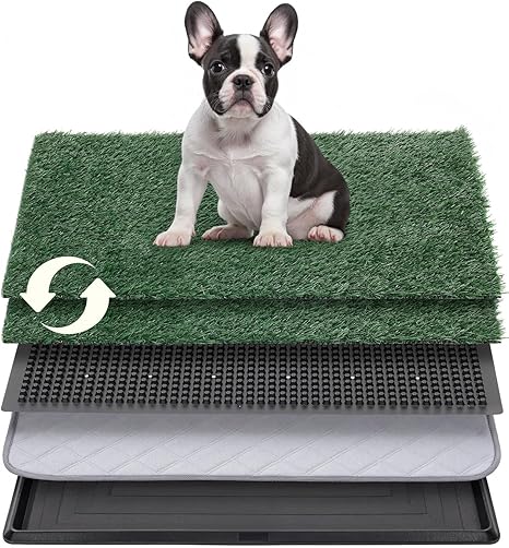 Petcozife 76 x 51 cm Dog Toilet with 2 Pieces Artificial Grass, Reusable, Washable Puppy Toilet for Home, Balcony, Home, for Elderly, Small, Large Dogs