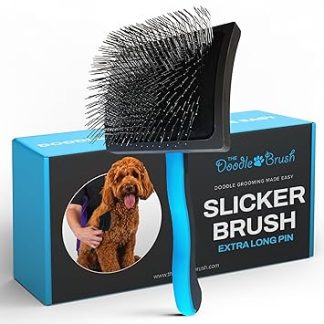 The Doodle Brush, Slicker Dog Brush for Cockapoo Poodle Brush, Dog Brush for Long-Haired Dogs, Dog Detangling Brush, Dog Brushes for Grooming - Extra Long Needle Slicker Brush for Easy Care
