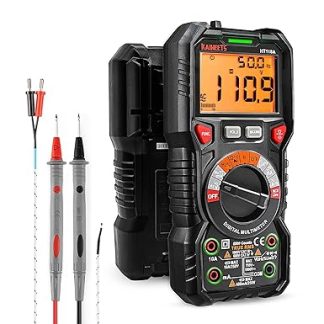 KAIWEETS Digital Multimeter with LED Sockets Power Meter CAT III 1000V CAT IV 600V True RMS Auto Range 6000 Meter Voltage Capacity Temperature Resistance for Electricians