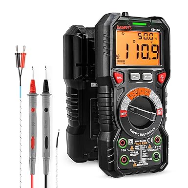 KAIWEETS Digital Multimeter with LED Sockets Power Meter CAT III 1000V CAT IV 600V True RMS Auto Range 6000 Meter Voltage Capacity Temperature Resistance for Electricians