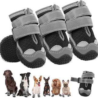 Dog Shoes for Medium Dogs, Non-Slip Dog Shoes with Reflective Straps, Paw Protection for Snow Hiking, Walking, Outdoor, Ground (2)