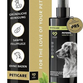 Peticare PetDog Health 2111 Natural Dry Shampoo for Dogs Stress-Free Cleaning without Water for Dirt, Odours Fur Care for All Coat Types With Argan & Coconut Oil, Paraben-Free