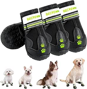BECROWM Dog Boots,sports shoes for Small and Large Dogs, Waterproof og fabric, for Rainy, snowy, muddy conditions,Dog Shoes Size for 8 (Black, #6 (width 2.76inch) for 55-66 lbs)