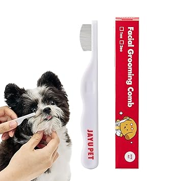 JAYU PET Facial Grooming Comb - Augenkamm für Hunde, Stressfreier Tränenflecken-Entferner für Hunde & Katzen, Gesichts-Bürste für Haustiere, Edelstahl-Entfilzungs- und Fellpflegekamm