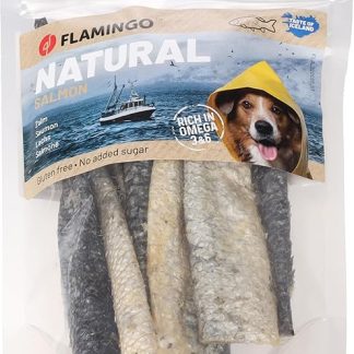 Dog Treats - Salmon Skin Long - 50 g - No Sugar & Gluten, Rich in Omega Fatty Acids - Flamingo