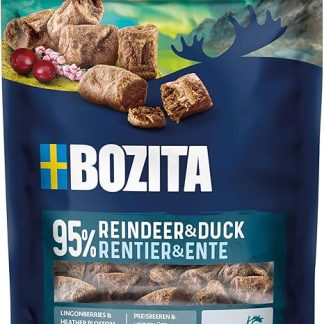 Bozita Meaty Bites Dog Snack with 95% Reindeer & Duck - 70 g Grain-Free Dog Treats without Chicken & Glycerine - Tasty Dog Treats, Ideal as Treats for Dogs During Training & Reward