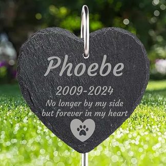 Jodimitty Gravestone Dog Cat Pet with Hook Stake, Personalised Name & Life Span & Message & Pattern, Grave Decoration Weatherproof Grave Plate with Engraving Memorial Stone Tombstone 10/15/20 cm