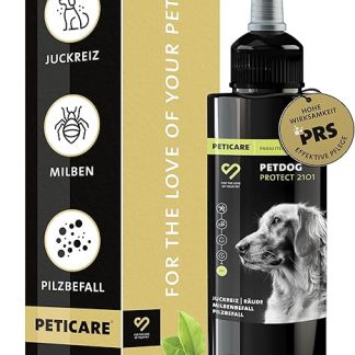 Peticare Anti-parasite remedy for dogs, against mites, fleas, fungi, effectively relieves itching and supports regeneration process, unique PRS® system for long effect, petDog Protect 2101