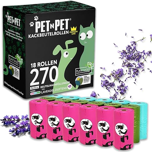 Dog Waste Bags with Fragrance, 270 Counts, Dog Waste Bags for All Breeds, USDA Certified, 38% Bio-Based Waste Bags for Dogs, Leak-Proof Poop Bags for Dogs, Strong Dogs Waste Bags Rolls