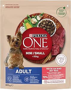 PURINA ONE Mini/Small Adult Dry Dog Food for Small Dogs, Rich in Beef and Rice, Pack of 8 (8 x 800 g)