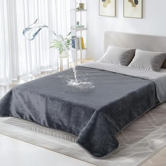PICK FOR LIFE Waterproof Blanket Love Blanket Reversible Flannel Dog Blanket Outdoor Blanket Travel Blanket for Bed Sofa Car Seat Dark Grey/Light Grey 152 x 203 cm