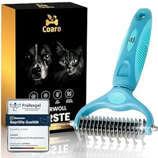 COARO Undercoat Brush for Dogs and Cats with Blades Ground on Both Sides for Effortless Grooming - Non-Slip Comfort Grip for Secure Grip - Professional Fur Brush Against Loose Undercoat