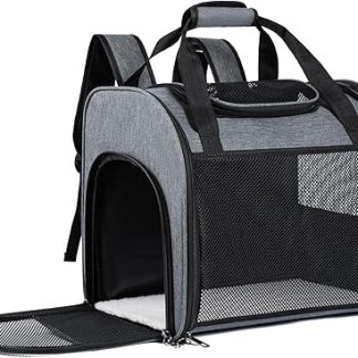 MAIYADUO Cat Backpack with Mesh Window - Foldable Pet Carrier for Cats and Small Dogs (4-8 kg) with Zip Safety Closure, Safety Lead, Ideal for Travel & Walks