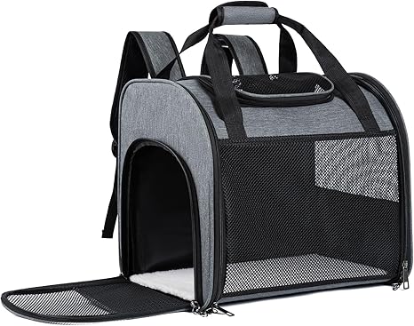 MAIYADUO Cat Backpack with Mesh Window - Foldable Pet Carrier for Cats and Small Dogs (4-8 kg) with Zip Safety Closure, Safety Lead, Ideal for Travel & Walks