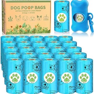 MULEVIP Dog Poo Bags 26 Rolls (520 Bags) Dog Waste Bags with 1 Dispenser, Dog Poo Bags, Waterproof, Tear-Resistant, Strong, Strong Waste Bags for Dogs, Extra Large, Blue