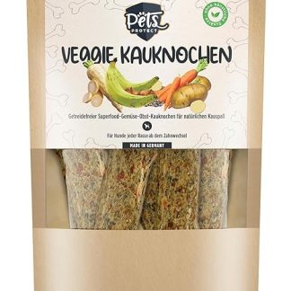 Pets Protect Veggie Chew Bones for Dogs, Pack of 5, Made in Germany, 100% Natural Dental Care & Teeth Cleaning for the Dog, Easy to Digest, Dog Bones Gluten-Free & Vegan