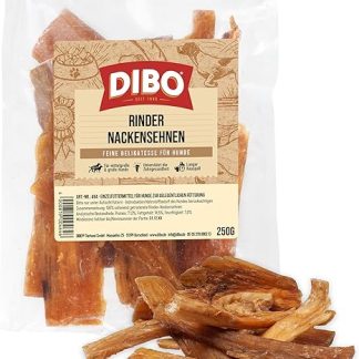 DIBO Beef Neck Tendons, 250 g Bag, the Small Natural Chew Snack or Treat for In Between, Dog Food, Quality Chew Items Without Chemicals
