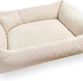 4L Textil OTTO Cuddly Dog Bed, Removable and Washable Cover, Dog Basket for Medium-Sized Dogs, Dog Cushion, Fluffy Dog Basket, Dog Sofa (60 x 40 cm, Dots 05)