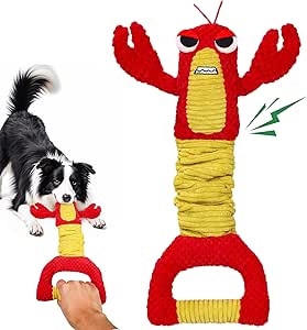 FVUUKOSIIT Dog Toy - Lobster Shaped Toy, Interactive Games Like Pulley, Plush, Easy to Clean, Great for Playing and Gifting