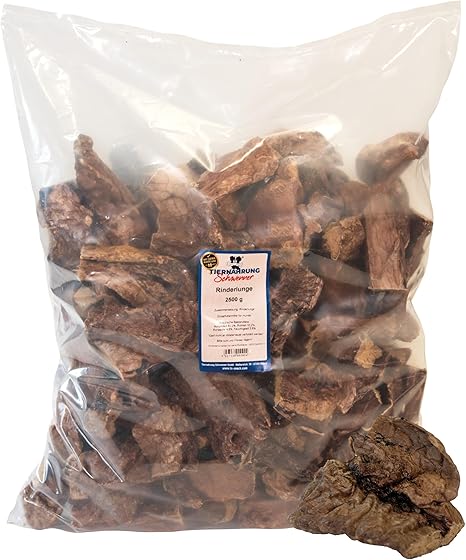 Schwenner Dried Beef Lung - Dog Treats Made of Dried Meat, Dog Snacks, Training Treats Dog, Chew Items Dog Large & Small - 2500 g